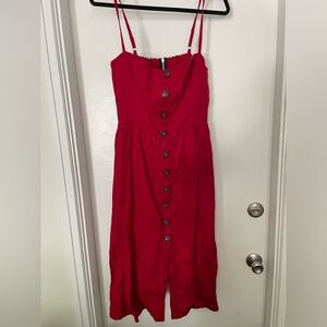 Reformation Red Button-Down Dress